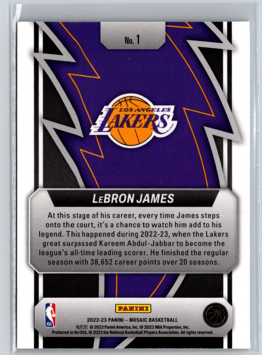 2022-23 Panini Mosaic #1 LeBron James Thunder Road Mosaic L33