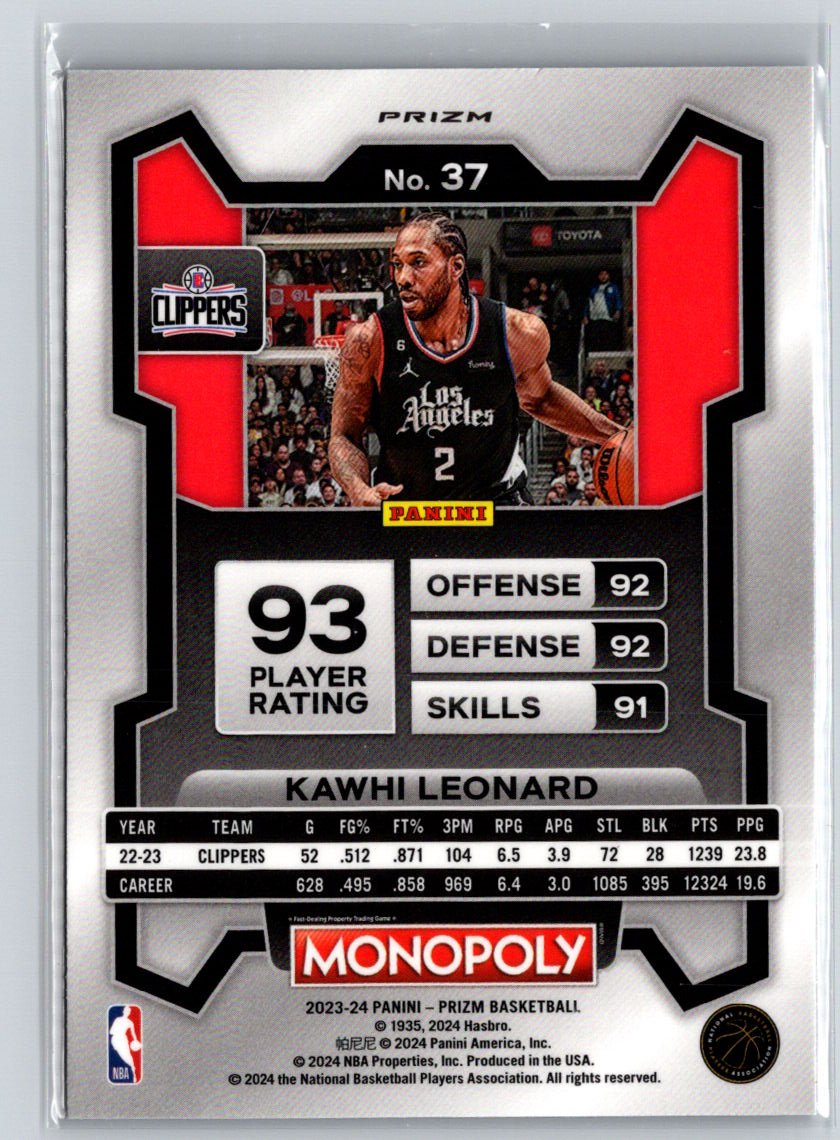 2023-24 Panini Prizm Monopoly #37 Kawhi Leonard Purple L33