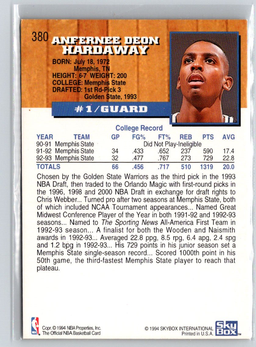 1993-94 Hoops #380 Anfernee Hardaway L35