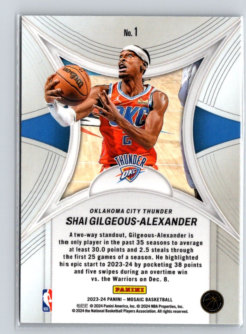 2023-24 Panini Mosaic #1 Shai Gilgeous-Alexander Epic Performers L35