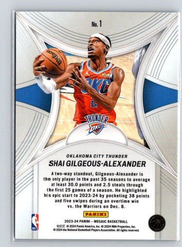 2023-24 Panini Mosaic #1 Shai Gilgeous-Alexander Epic Performers L35