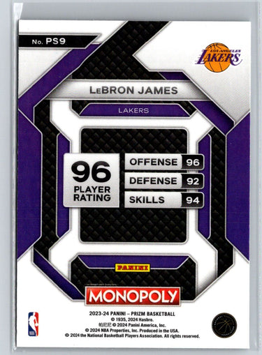 2023-24 Panini Prizm Monopoly #PS9 LeBron James All-Star L35