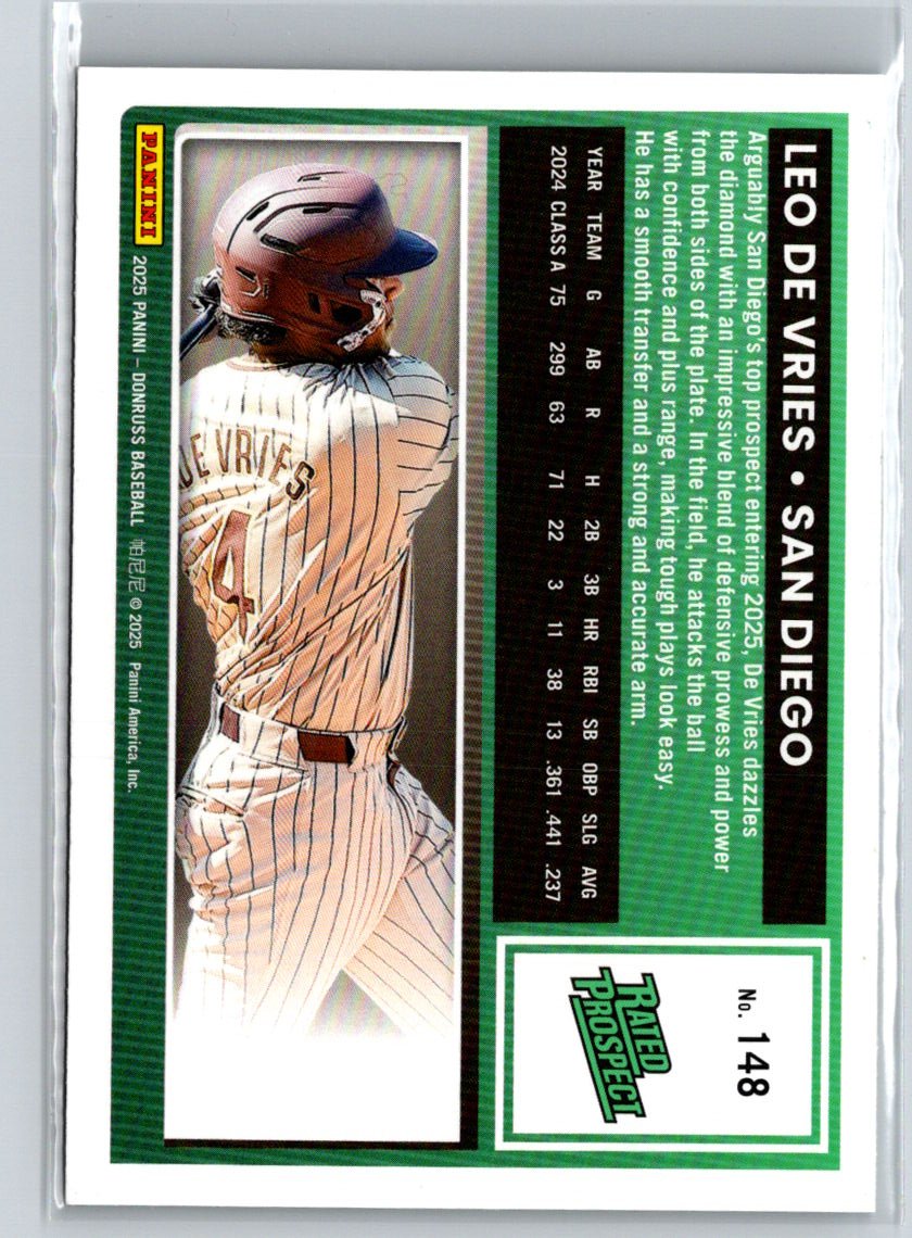2025 Donruss #148 Leo De Vries Green Laser L36