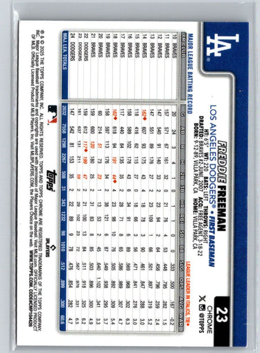 2025 Topps Chrome #23 Freddie Freeman Raywave Refractors L36