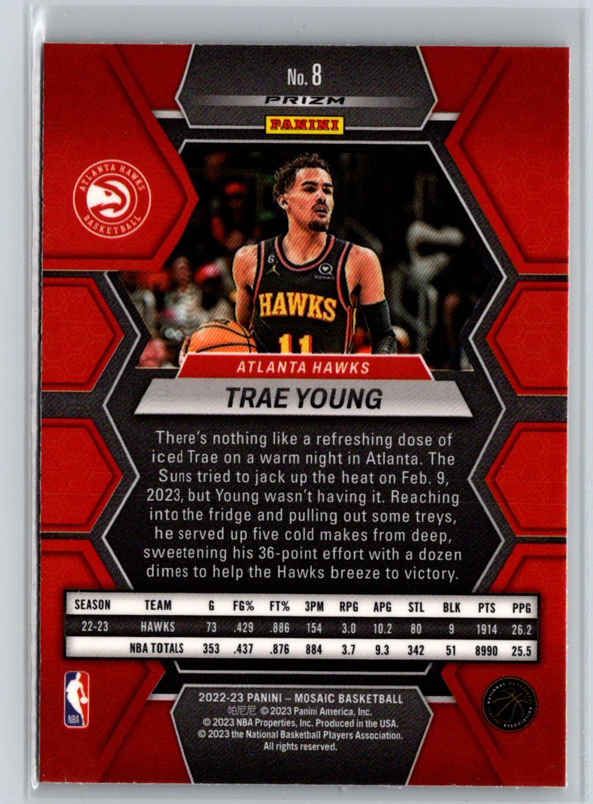 2022-23 Panini Mosaic #8 Trae Young Reactive Yellow L37
