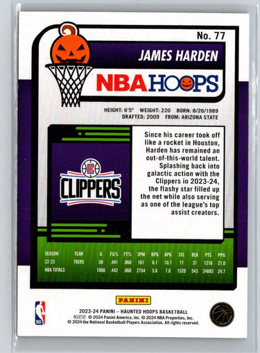 2023-24 Hoops Haunted Hoops #77 James Harden Holo Candy L37