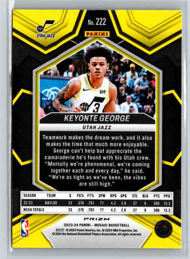 2023-24 Panini Mosaic #222 Keyonte George Reactive Yellow L37