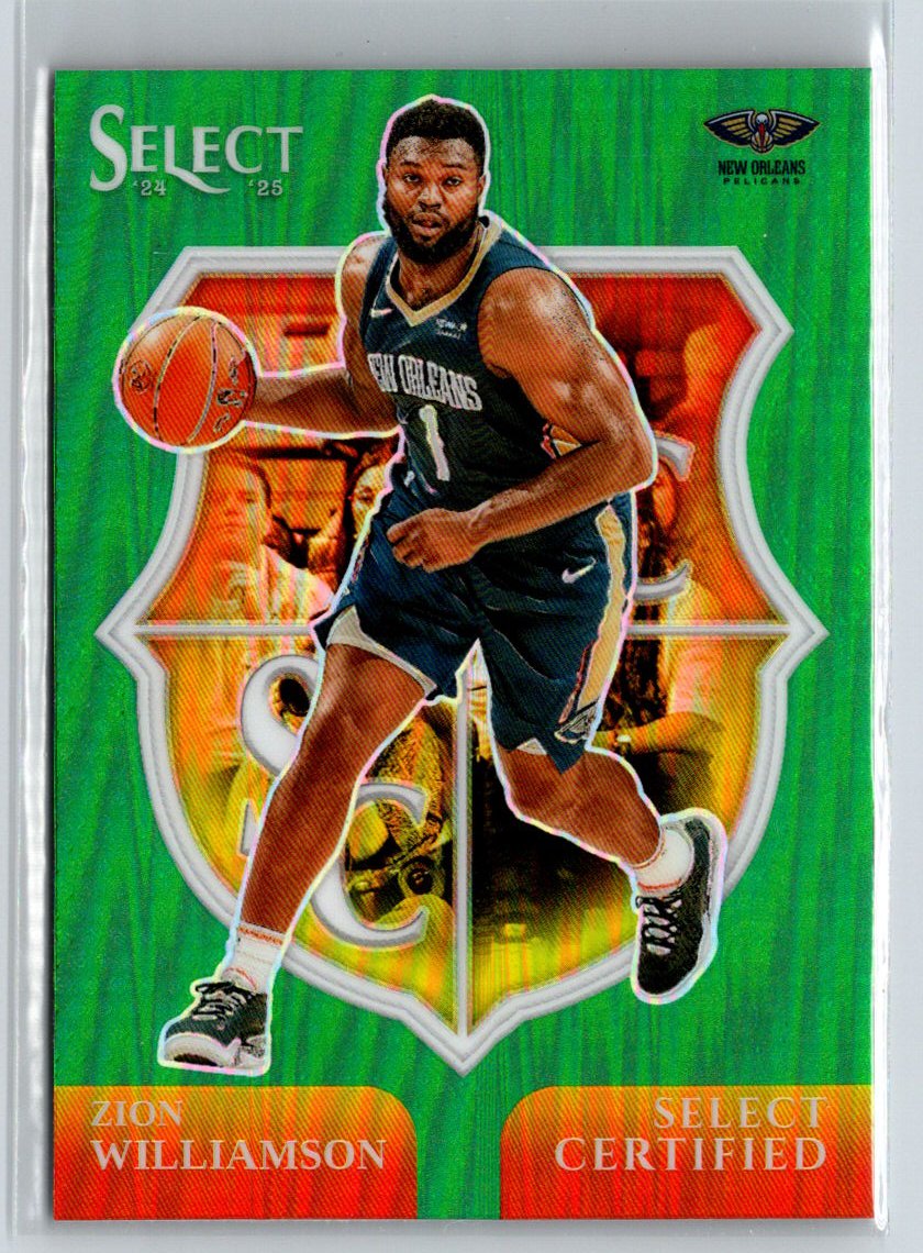 2024-25 Panini Select #10 Zion Williamson Select Certified Green Prizms L37