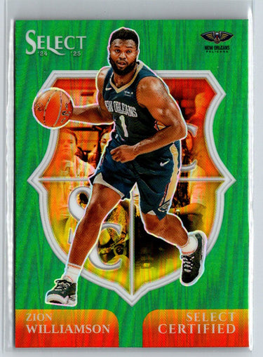 2024-25 Panini Select #10 Zion Williamson Select Certified Green Prizms L37