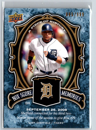 2009 UD A Piece of History #BSM-GS Gary Sheffield Box Score Memories #/999 L38