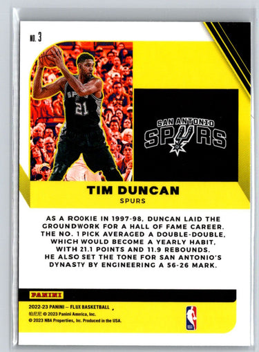 2022-23 Panini Flux #3 Tim Duncan Hall Influx L39