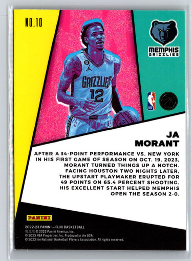 2022-23 Panini Flux #10 Ja Morant Flux Appeal L39