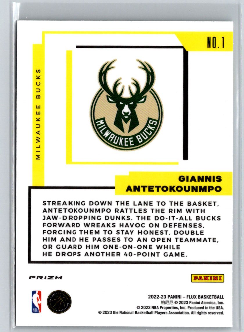 2022-23 Panini Flux #1 Giannis Antetokounmpo D Lux Silver L40