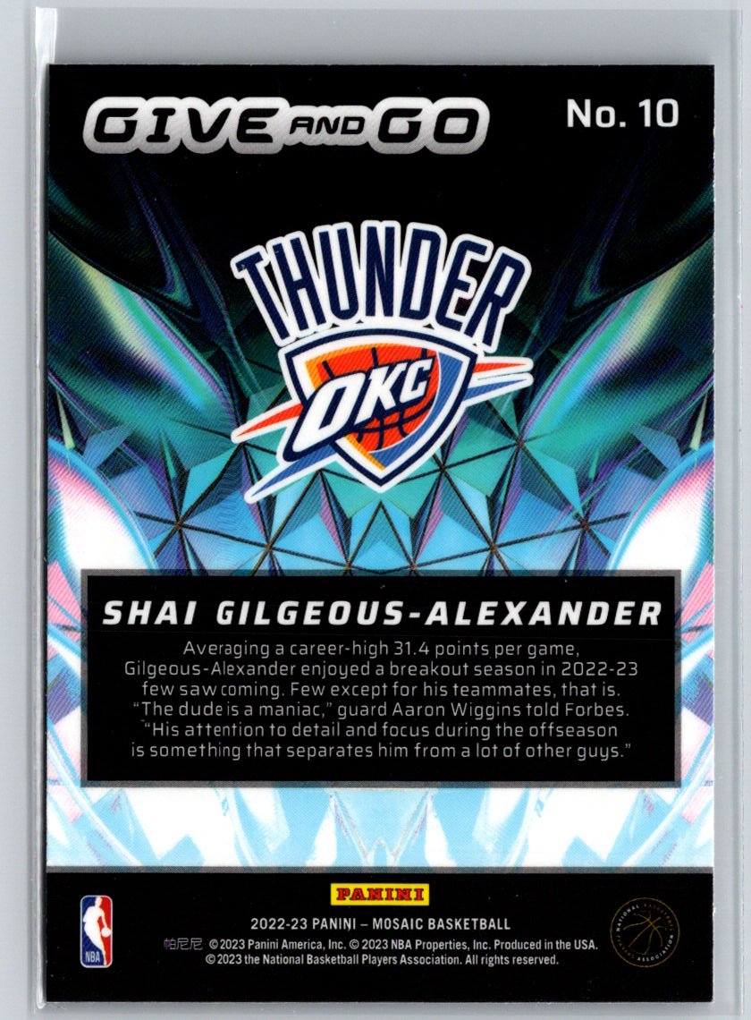 2022-23 Panini Mosaic #10 Shai Gilgeous-Alexander Give and Go L40