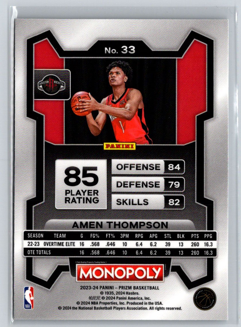2023-24 Panini Prizm Monopoly #33 Amen Thompson L41