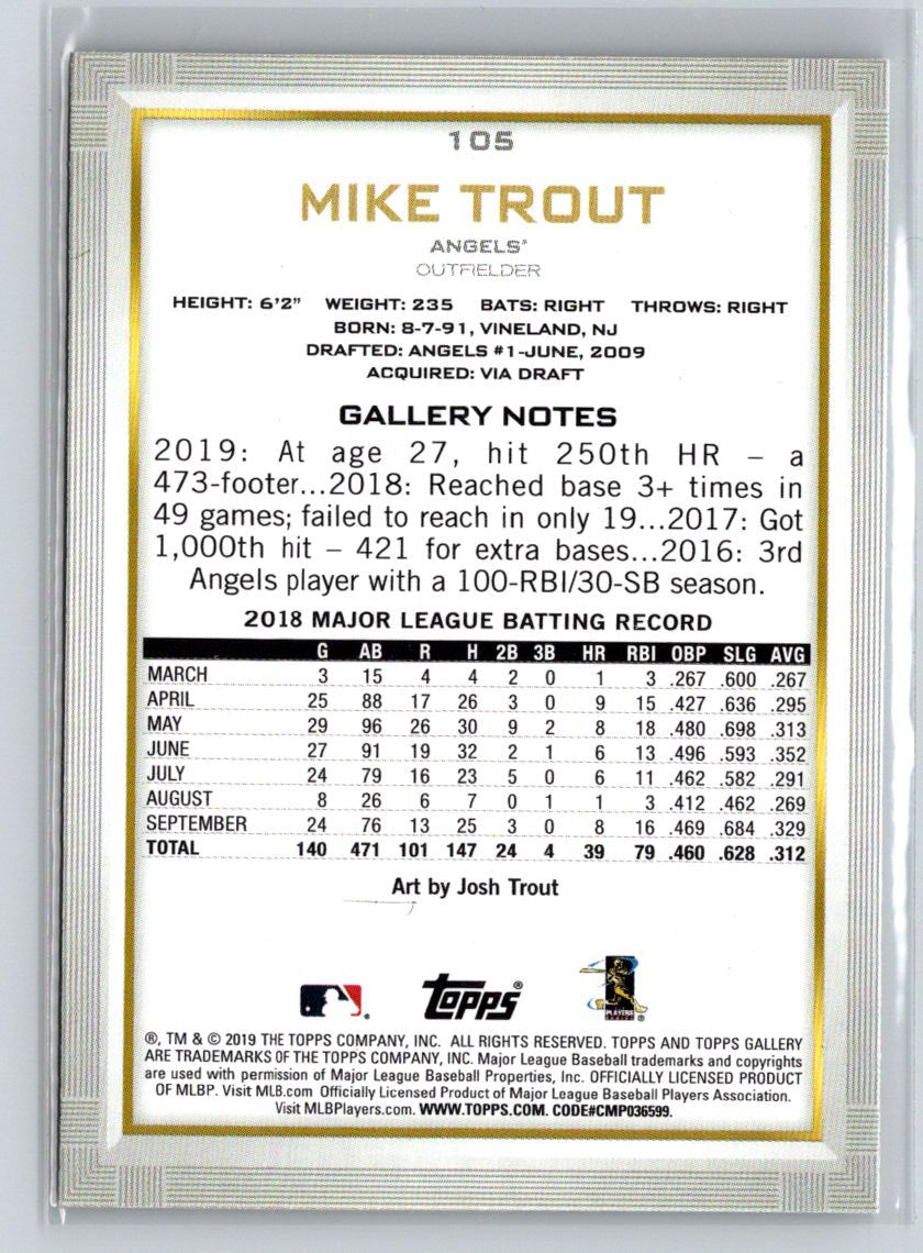2019 Topps Gallery #105 Mike Trout L41