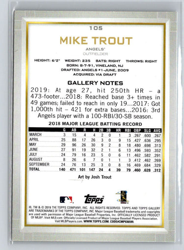 2019 Topps Gallery #105 Mike Trout L41