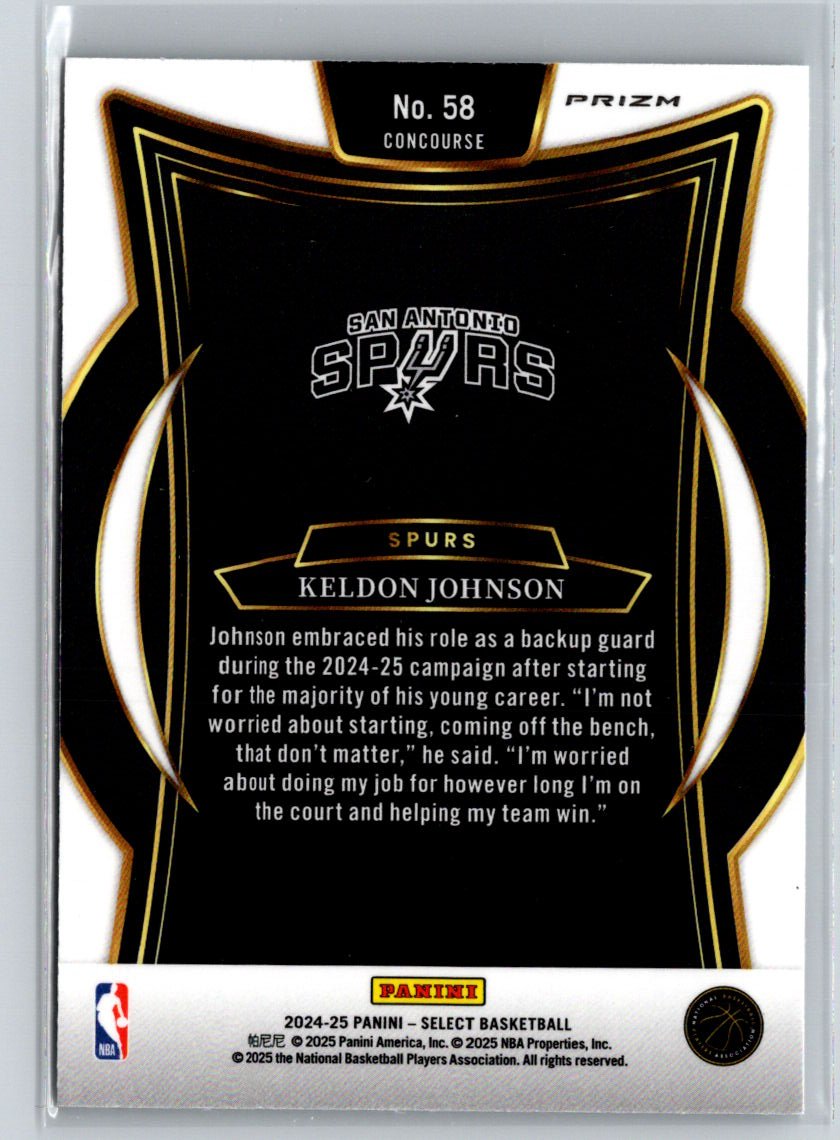 2024-25 Panini Select #58 Keldon Johnson Silver Prizm L41