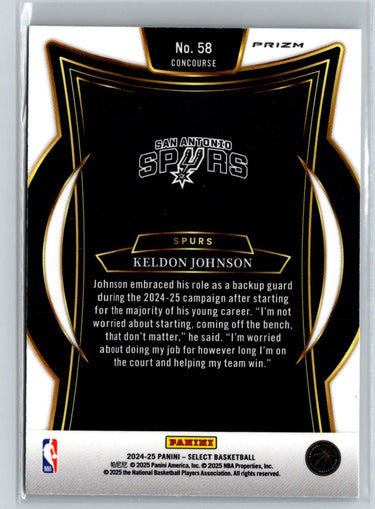 2024-25 Panini Select #58 Keldon Johnson Silver Prizm L41