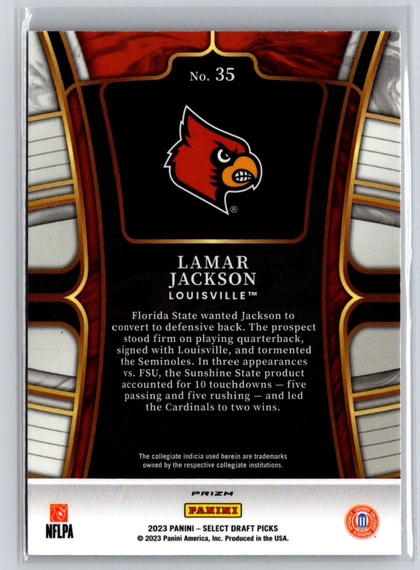 2023 Panini Select Draft Picks #35 Lamar Jackson Red Lazer Prizm L42