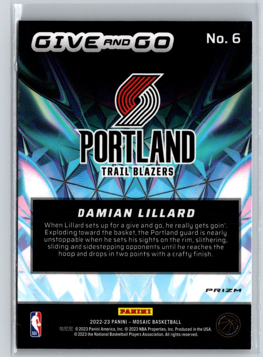 2022-23 Panini Mosaic #6 Damian Lillard Give and Go Mosaic L42
