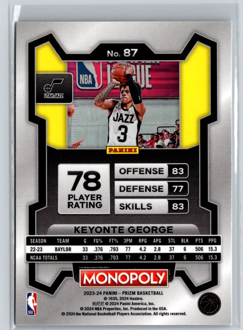 2023-24 Panini Prizm Monopoly #87 Keyonte George L42