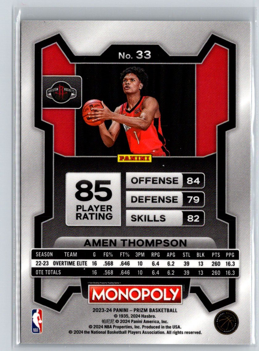 2023-24 Panini Prizm Monopoly #33 Amen Thompson L42