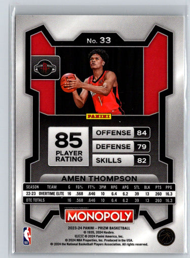 2023-24 Panini Prizm Monopoly #33 Amen Thompson L42