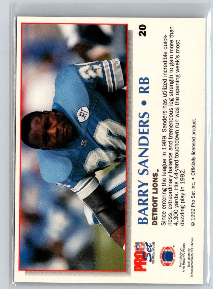 1992 Pro Set Power #20 Barry Sanders L43