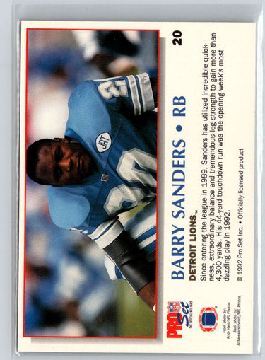 1992 Pro Set Power #20 Barry Sanders L43