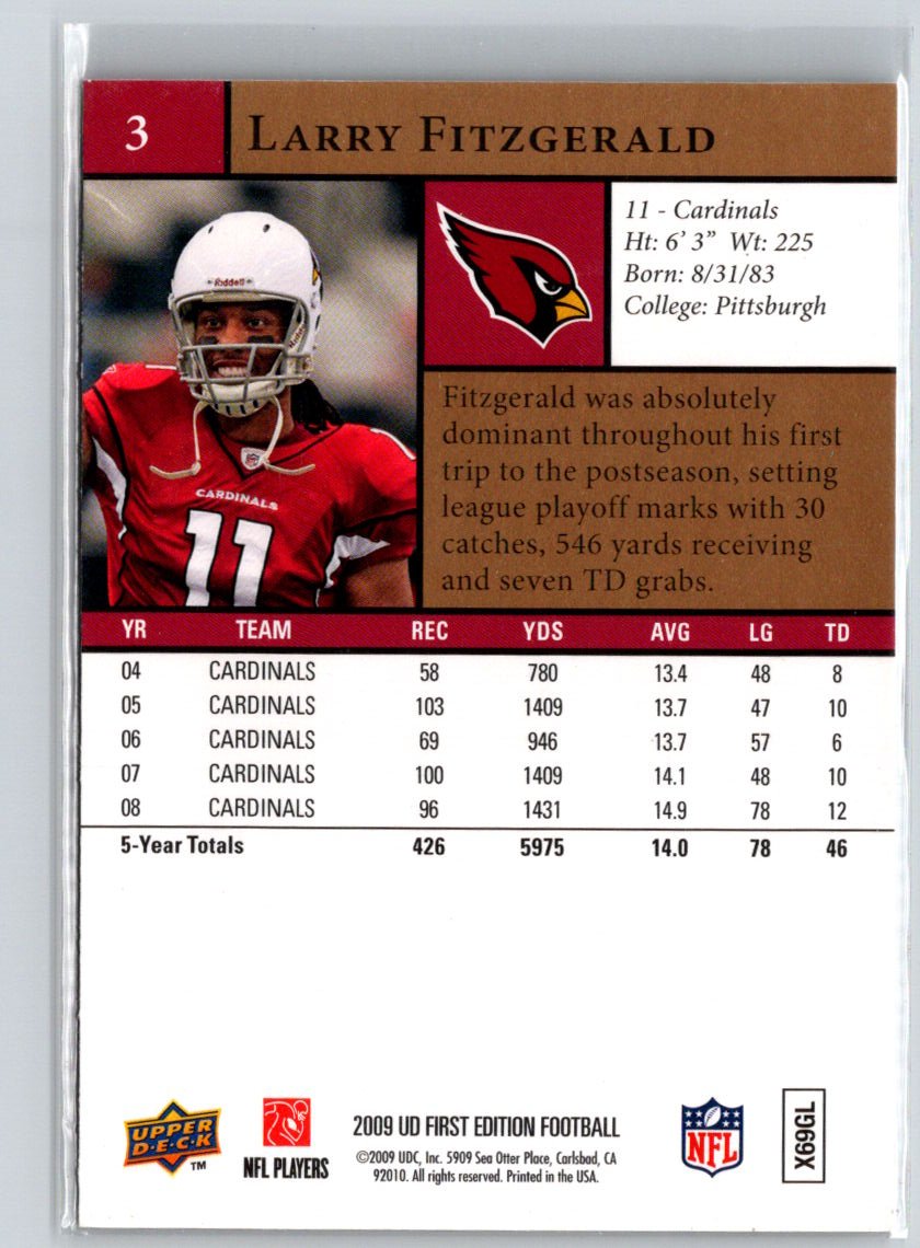 2009 Upper Deck First Edition #3 Larry Fitzgerald L43
