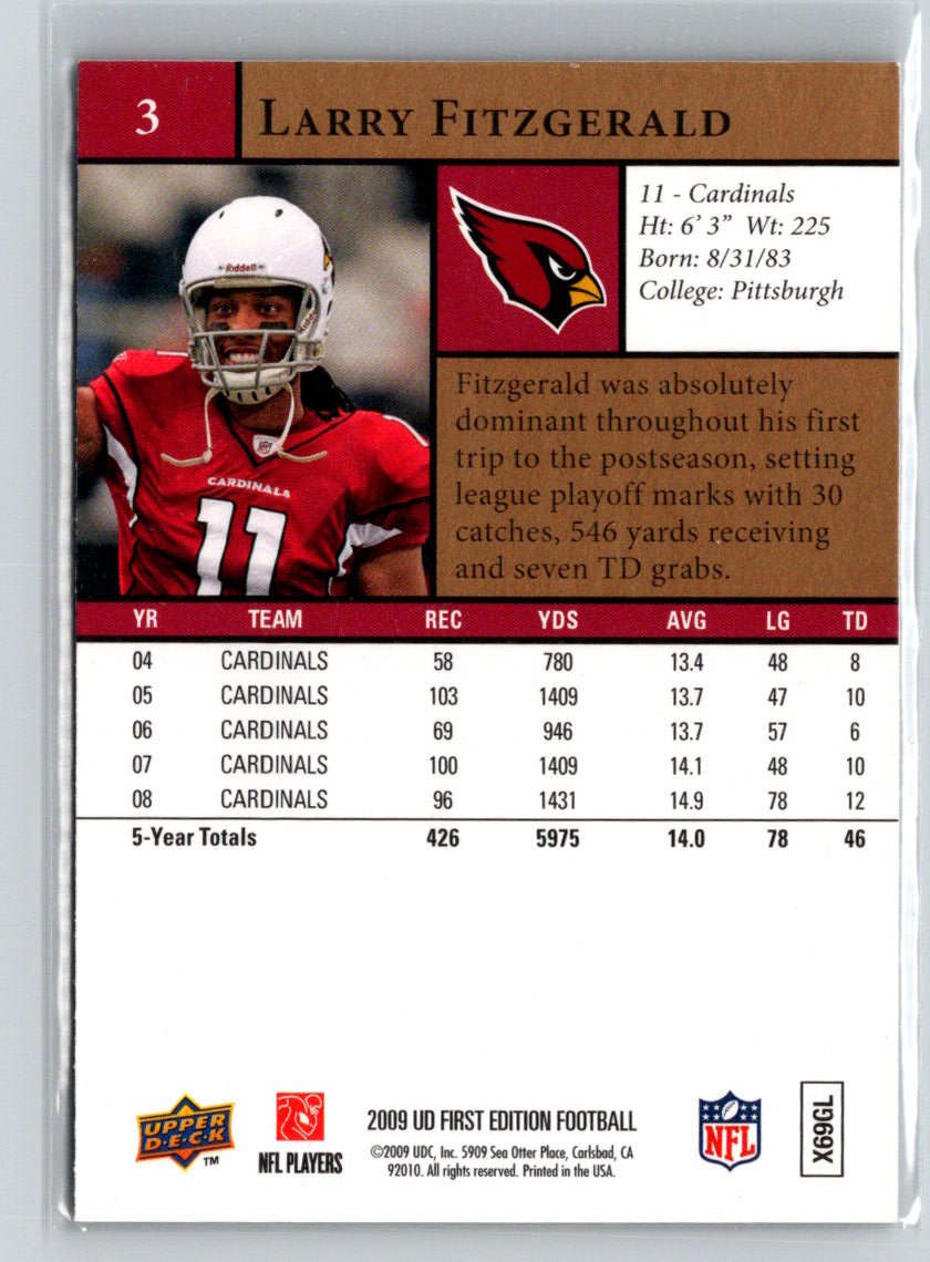 2009 Upper Deck First Edition #3 Larry Fitzgerald L44