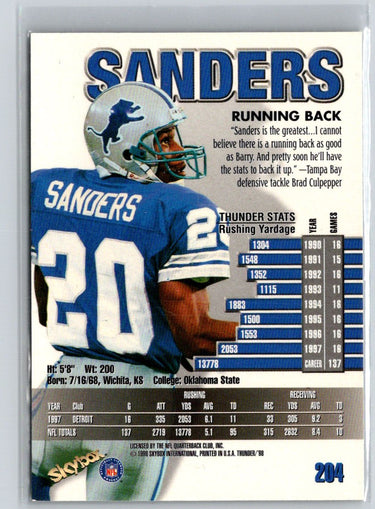 1998 SkyBox Thunder #204 Barry Sanders L44