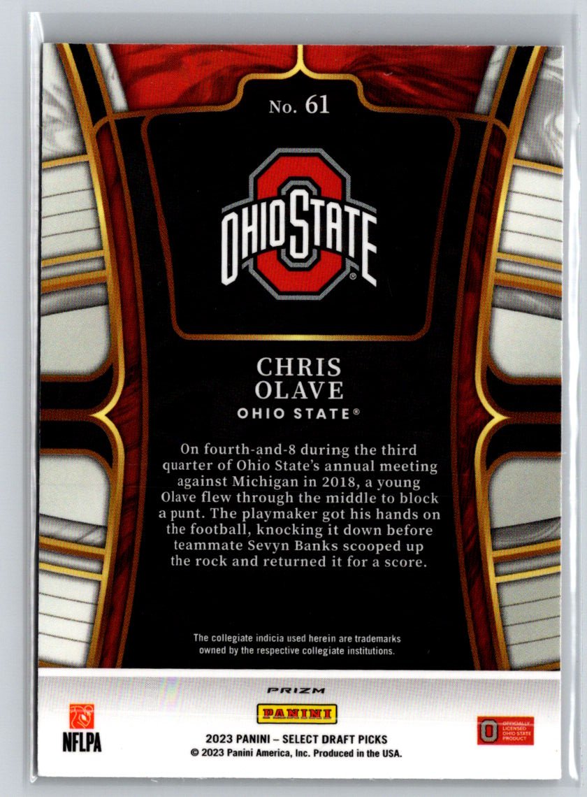2023 Panini Select Draft Picks #61 Chris Olave Red Lazer Prizm L45