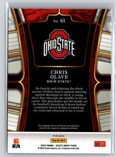 2023 Panini Select Draft Picks #61 Chris Olave Red Lazer Prizm L45