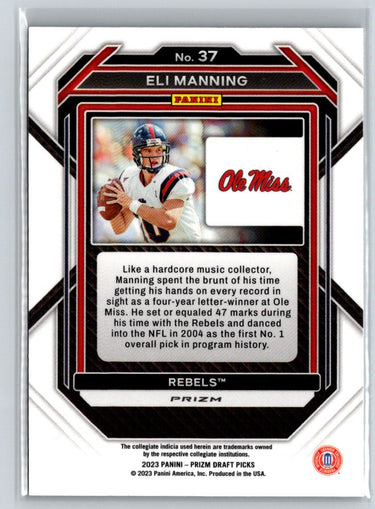 2023 Panini Prizm Draft Picks #37 Eli Manning Prizms Green L45