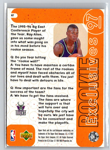 1996-97 Upper Deck #R7 Ray Allen Rookie Exclusives L45