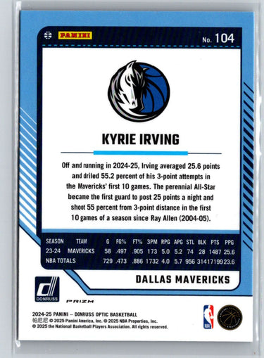 2024-25 Donruss Optic #104 Kyrie Irving Blue Velocity L46