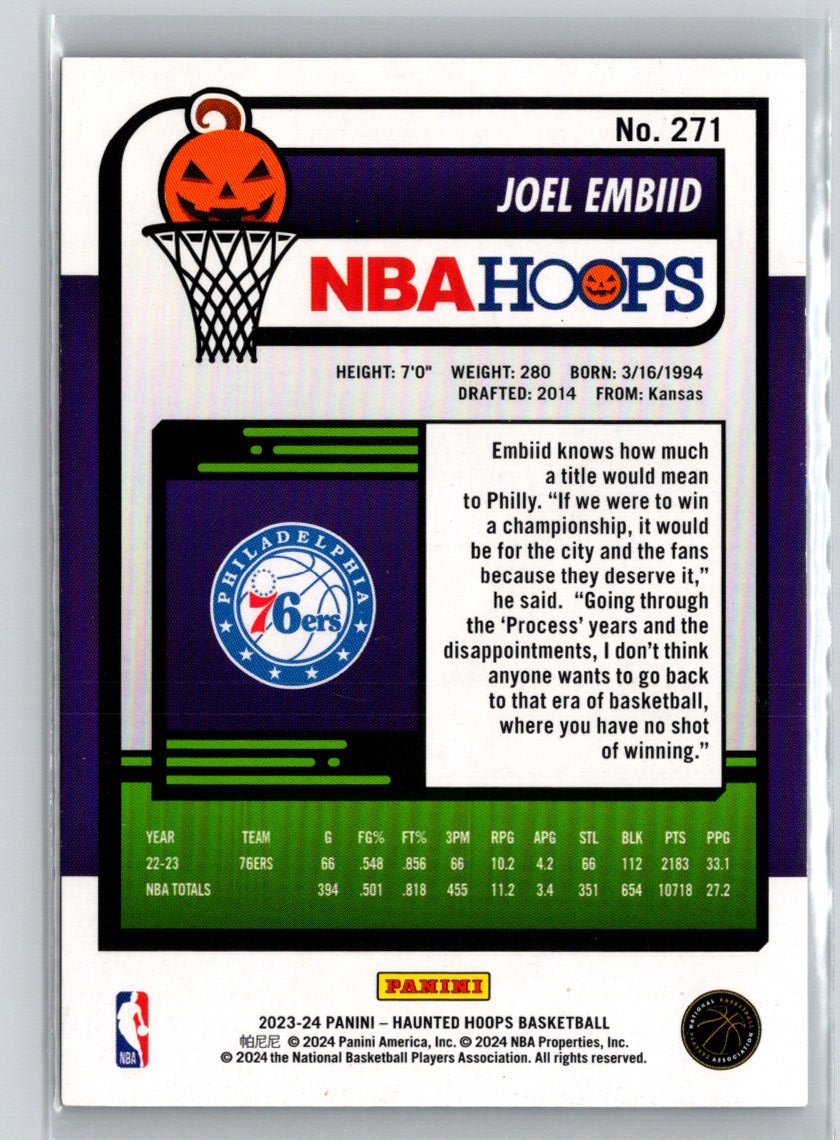 2023-24 Hoops Haunted Hoops #271 Joel Embiid Holo Webs L46