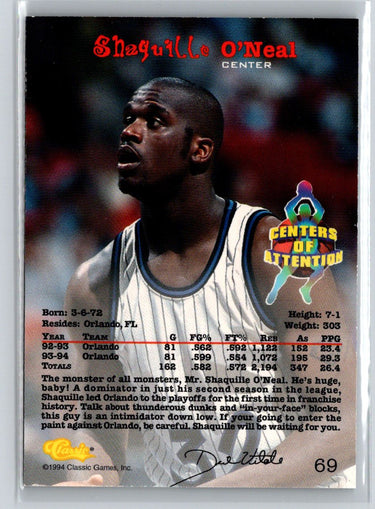 1994 Classic Draft #69 Shaquille O'Neal L46