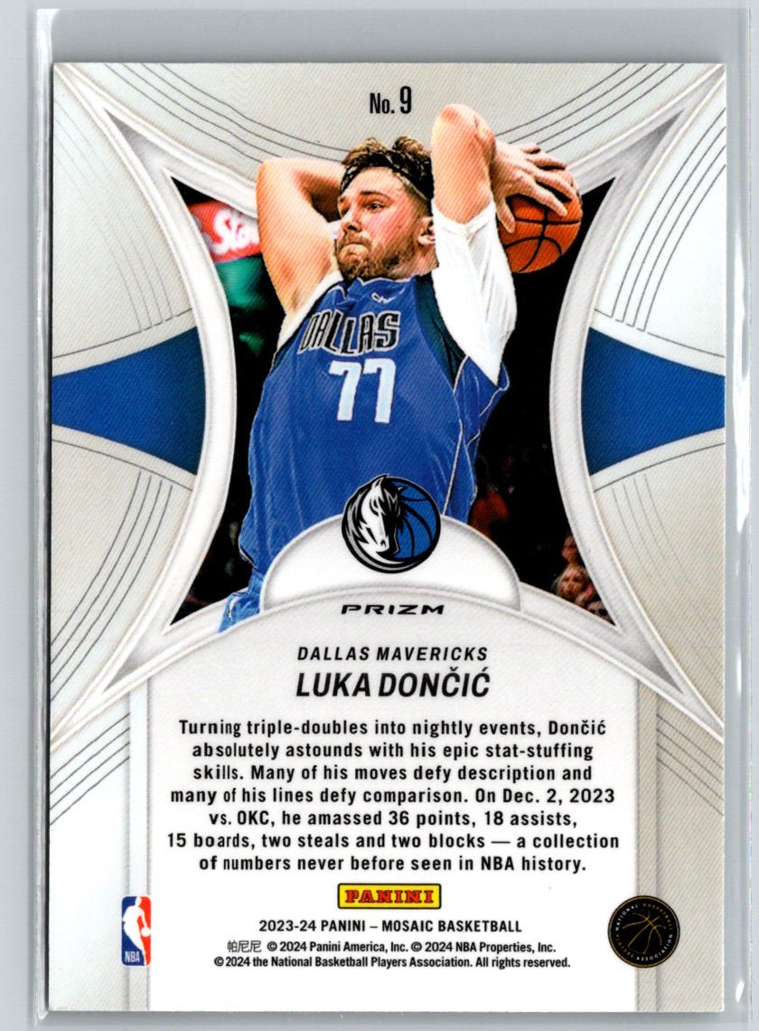 2023-24 Panini Mosaic #9 Luka Doncic Epic Performers Mosaic Green L46
