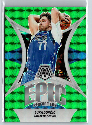 2023-24 Panini Mosaic #9 Luka Doncic Epic Performers Mosaic Green L46