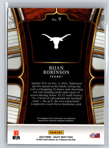 2023 Panini Select Draft Picks #9 Bijan Robinson L47