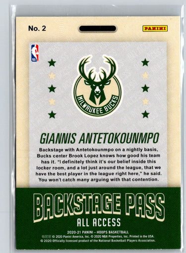 2020-21 Hoops #2 Giannis Antetokounmpo Backstage Pass L47