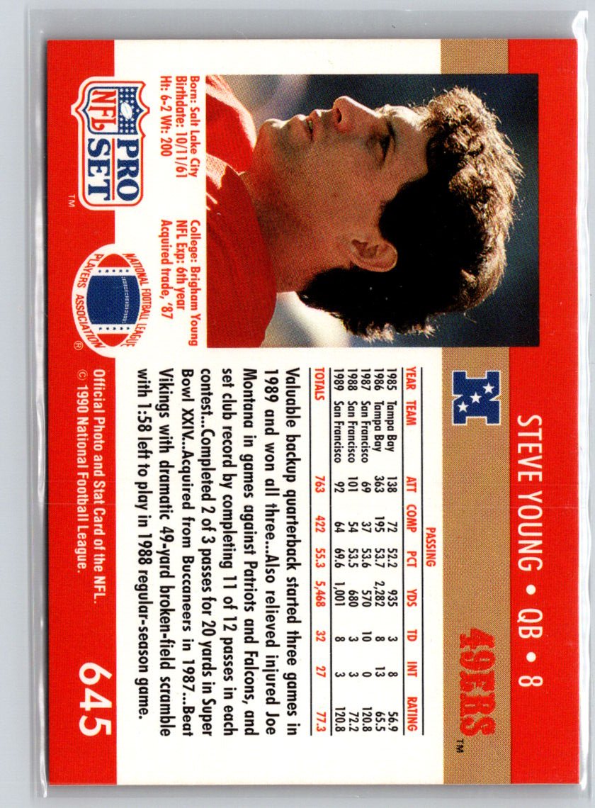 1990 Pro Set #645 Steve Young L49