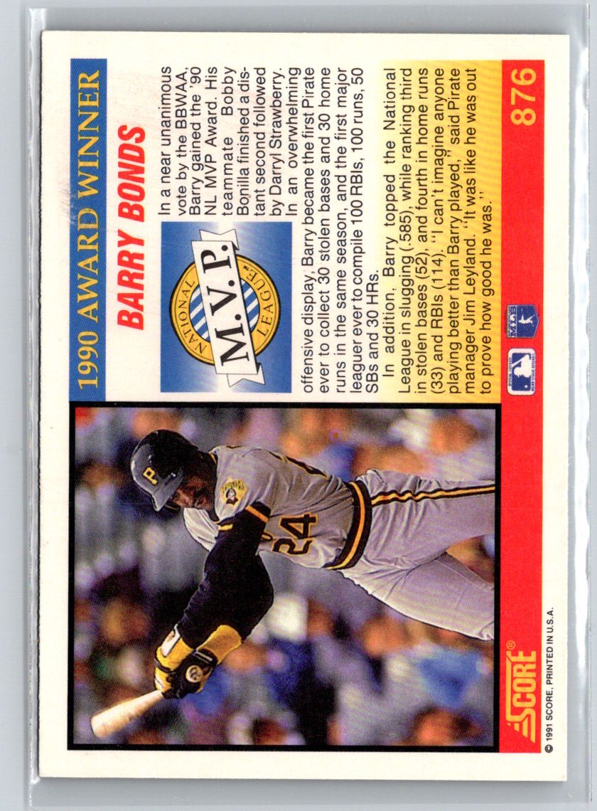 1991 Score #876 Barry Bonds L50