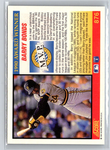 1991 Score #876 Barry Bonds L50