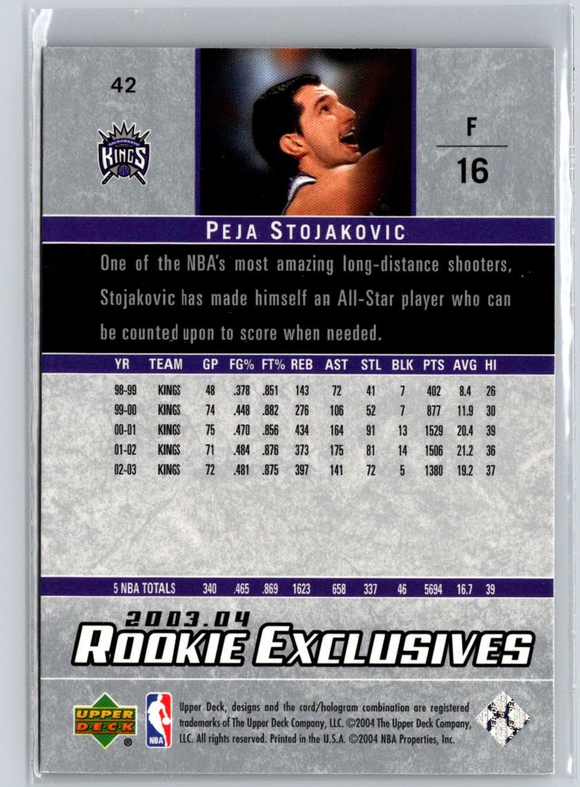 2003-04 Upper Deck Rookie Exclusives #42 Peja Stojakovic L50
