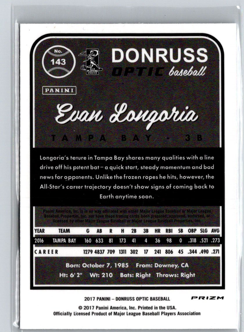 2017 Donruss Optic #143 Evan Longoria Pink L51