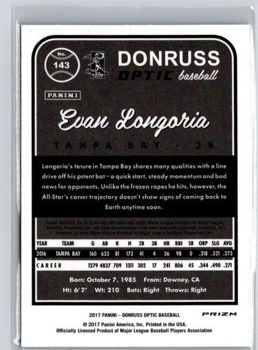 2017 Donruss Optic #143 Evan Longoria Pink L51